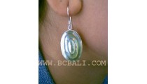 Silver Earrings Carved Seashell 